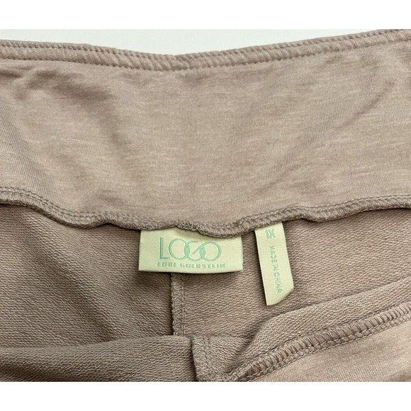 LOGO Lounge by Lori Goldstein Pull On Knit Crop Wide Leg Pants Beige Pockets 1X - Picture 5 of 11
